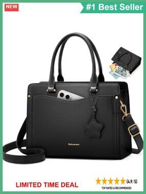 PU Leather Satchel Top Handle Handbag Tote Work Bag